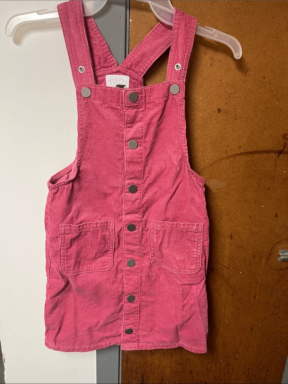 The Children's Place Rose Pink Corduroy Button-Front Overall Dress